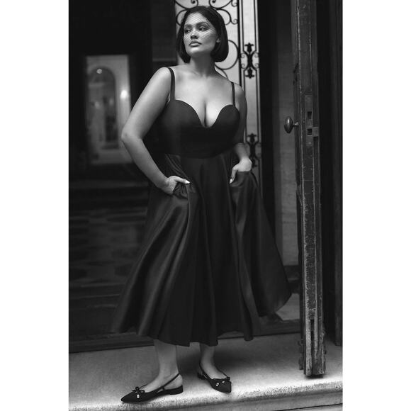 Anthropologie Hutch Sweetheart U-Neck Taffeta Midi Dress - Picture 1 of 5